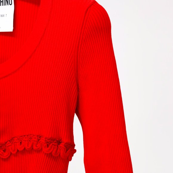 Moschino Red Rib Knit Cardigan - Picture 5 of 13